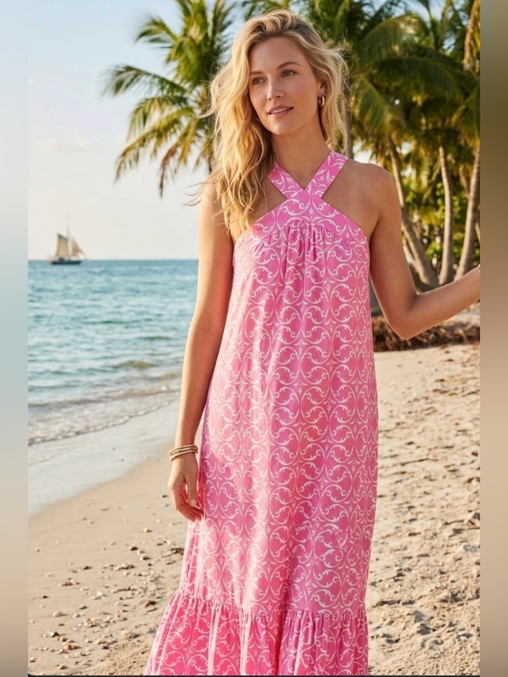 NWOT  Spazio Cinque Italy Pink Patterned Dress
